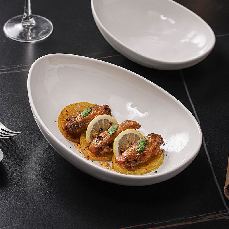High-End Ceramic Dinner Plates for Home Use, Deep Plates, Irregular Shaped Plates, Restaurant Cold Dish Plates, Salad Plates, Snack Plates