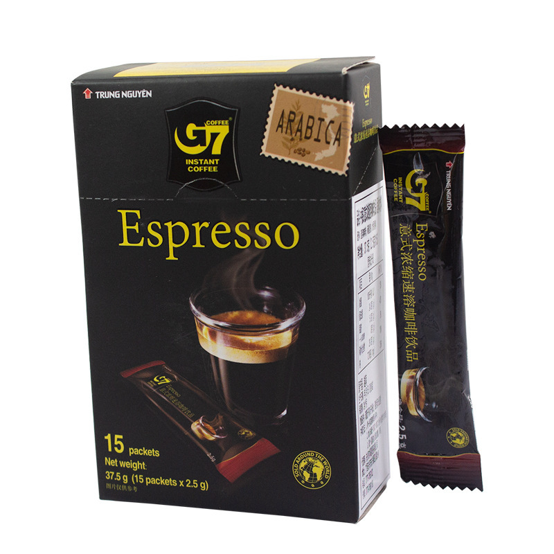 Wholesale import of Vietnam G7 pure black coffee powder 2.5g * 15 small bags of Italian concentrated instant coffee Wholesale import of Vietnam G7 pure black coffee powder 2.5g * 15 small bags of Italian concentrated instant coffee