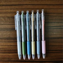 ins莫兰迪色按动中性笔 创意彩色无印风按压笔办公文具水性签字笔