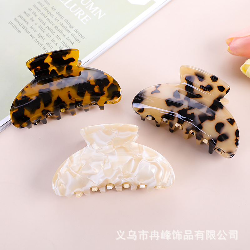 European and American Amazon net red hair claw crescent-shaped clip leopard print acetate hawksbill large back hairpin