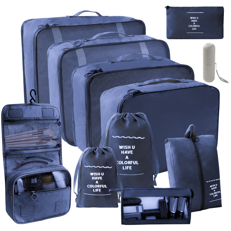 11 종 세트 [7 종세트 + 소묶음주머니 + 삼각가방 + 후크백 + 세안컵] 네이비