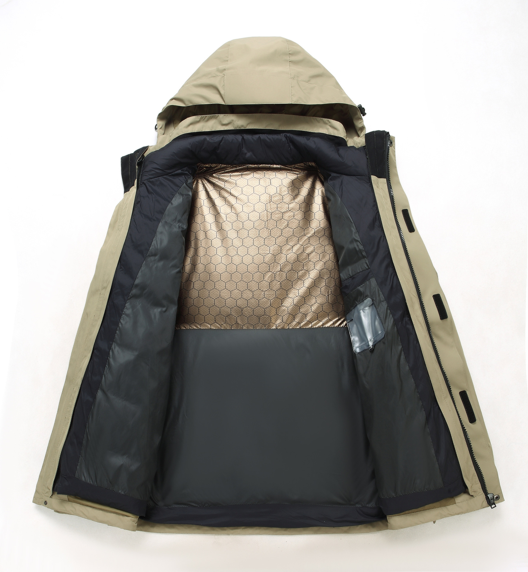Herrenbekleidung Neue Outdoorjacke Drei-in-eins-Baumwolljacke 90 weiße Gans Baumwollfutter Abnehmbarer Herren-Bergsteiger-Skianzug_voghion.com