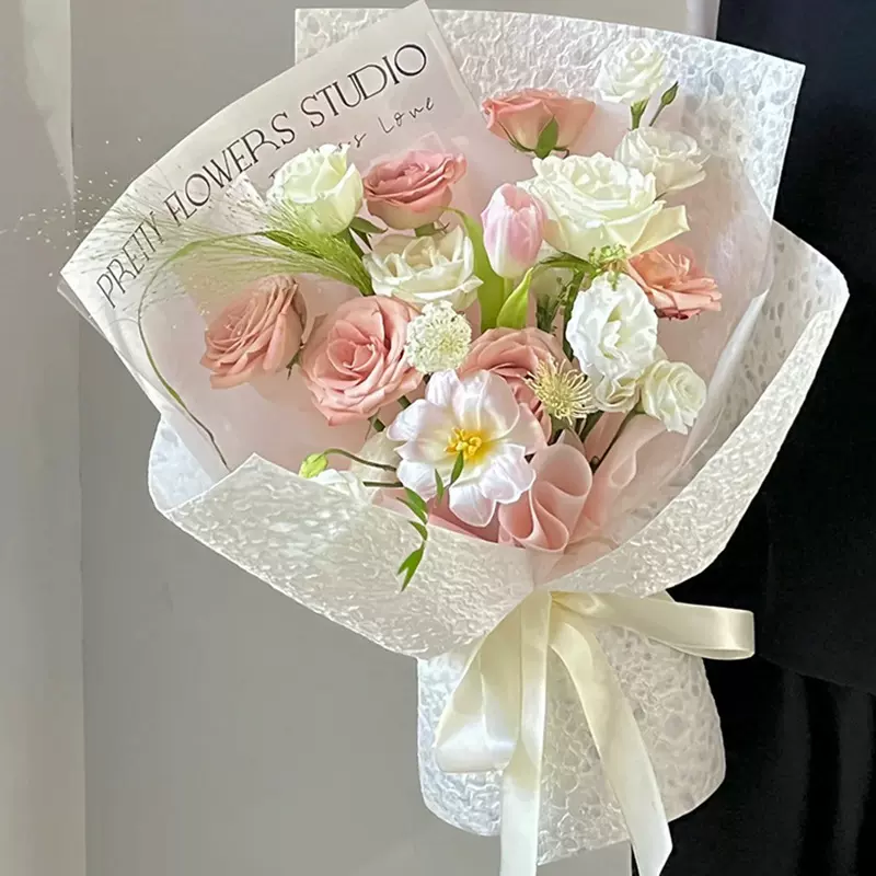 水岩纸2024新款手工褶皱水滴纹ins风轻奢艺术鲜花包装纸花艺花店
