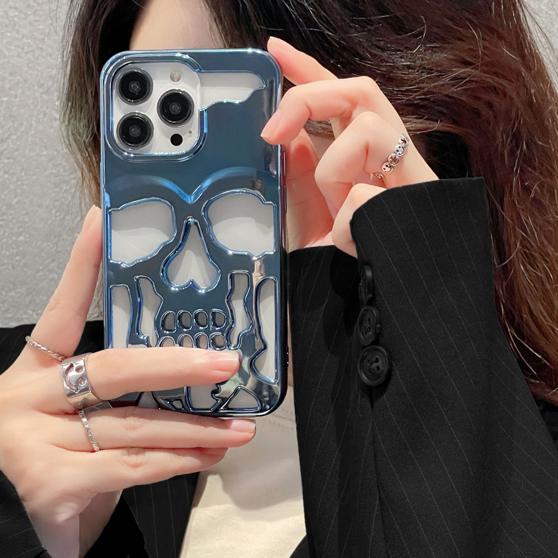 Skull Phone Case For Iphone 16 Pro And 17 Max Matte Purple_voghion.com
