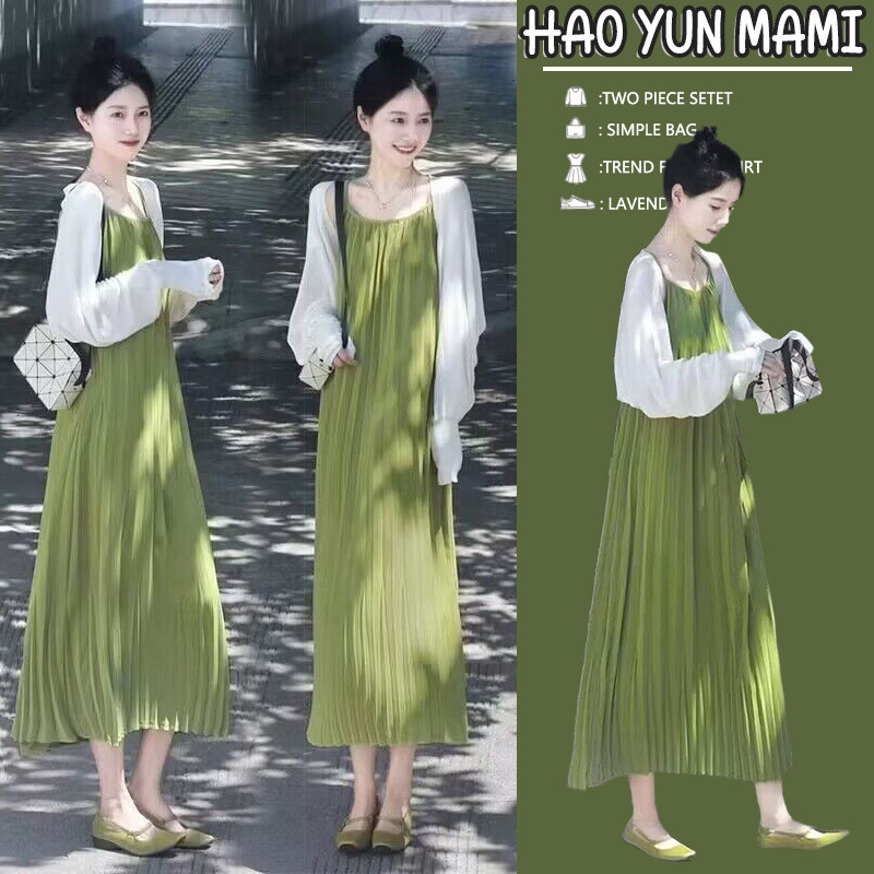 in stock Maternity Dress French Unique Super Beautiful Beautiful Temperament Long Dress Internet Celebrity Explosion Sling dress suit