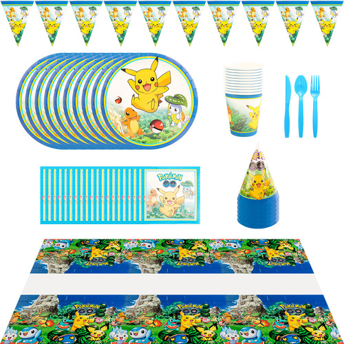 Cartoon Pikachu suit children's birthday party festive Pikachu pennant paper plate party decoration