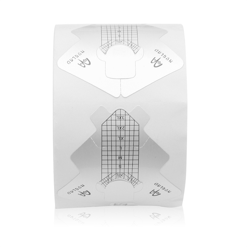 Soporte de papel de uñas en forma de pez papel de aluminio engrosado transfronterizo Herramienta de uñas de extensión de fototerapia francesa Soporte de papel de 100/300 piezas