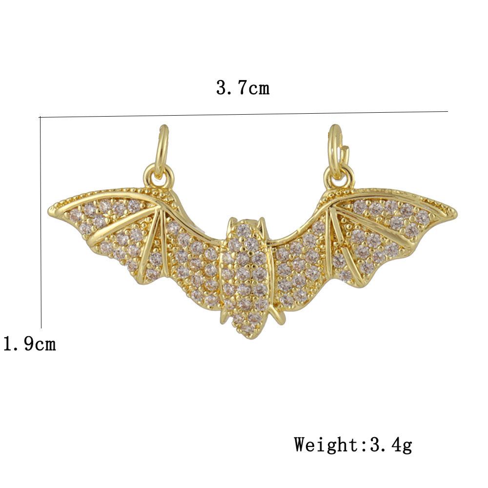 2g Weight Pendant Jewelry Making Type 14*16MM Jewelry Making Size Zircon Inlay Material DIY Jewelry Accessories Classification 1 Piece Quantity Copper Material Halloween Festival Dinosaur, Heart Shape, Bat Pattern Plating, Inlay Design IG Style Style 1 Piece 14*16MM Copper Zircon Dinosaur Heart Shape Bat Pendant 12