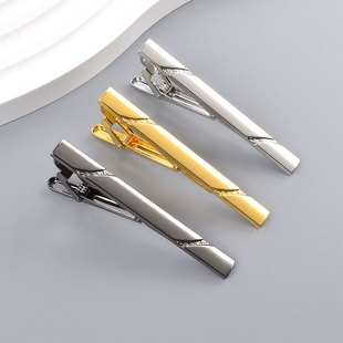 Cross-Border Glossy Twill Tie Clip for Men Black Silver Gold Copper Tie Clip High-End Fashion Business Tie Clip