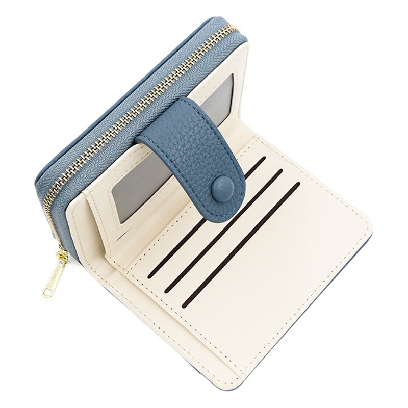 King Dushi Cross-Border New Zipper Coin Purse Short Women's Wallet Fashion Simple Pebbled Wallet Walkle