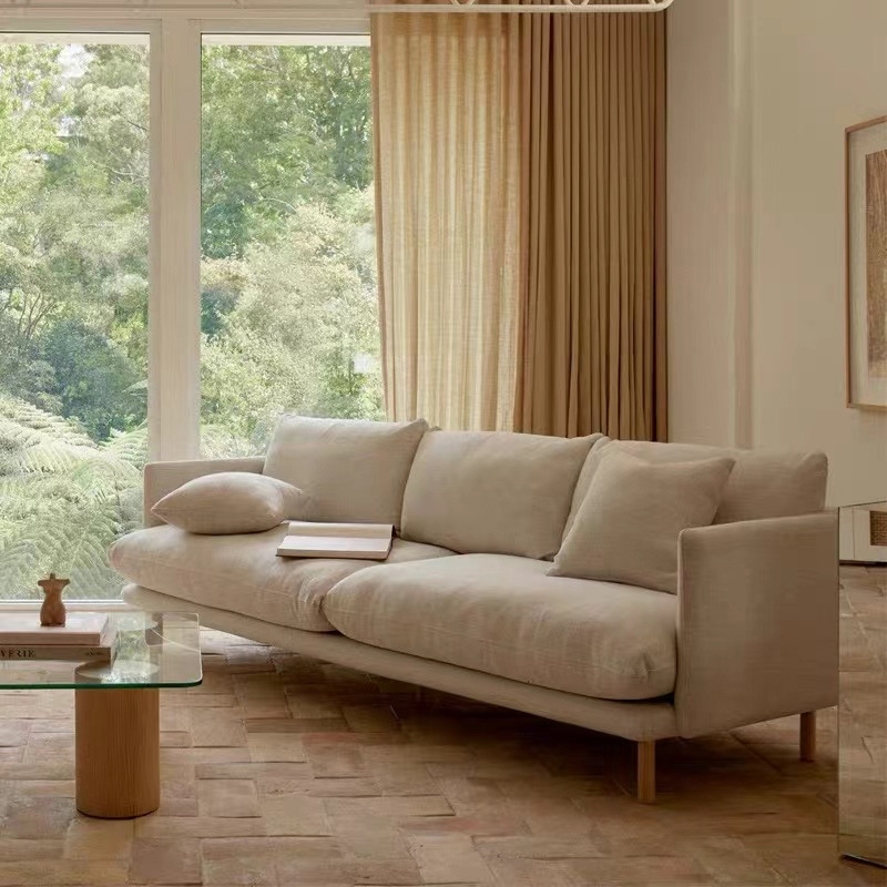 北歐簡約亞麻羽絨沙發日式小戶型設計師款可拆洗客廳三人民宿沙發