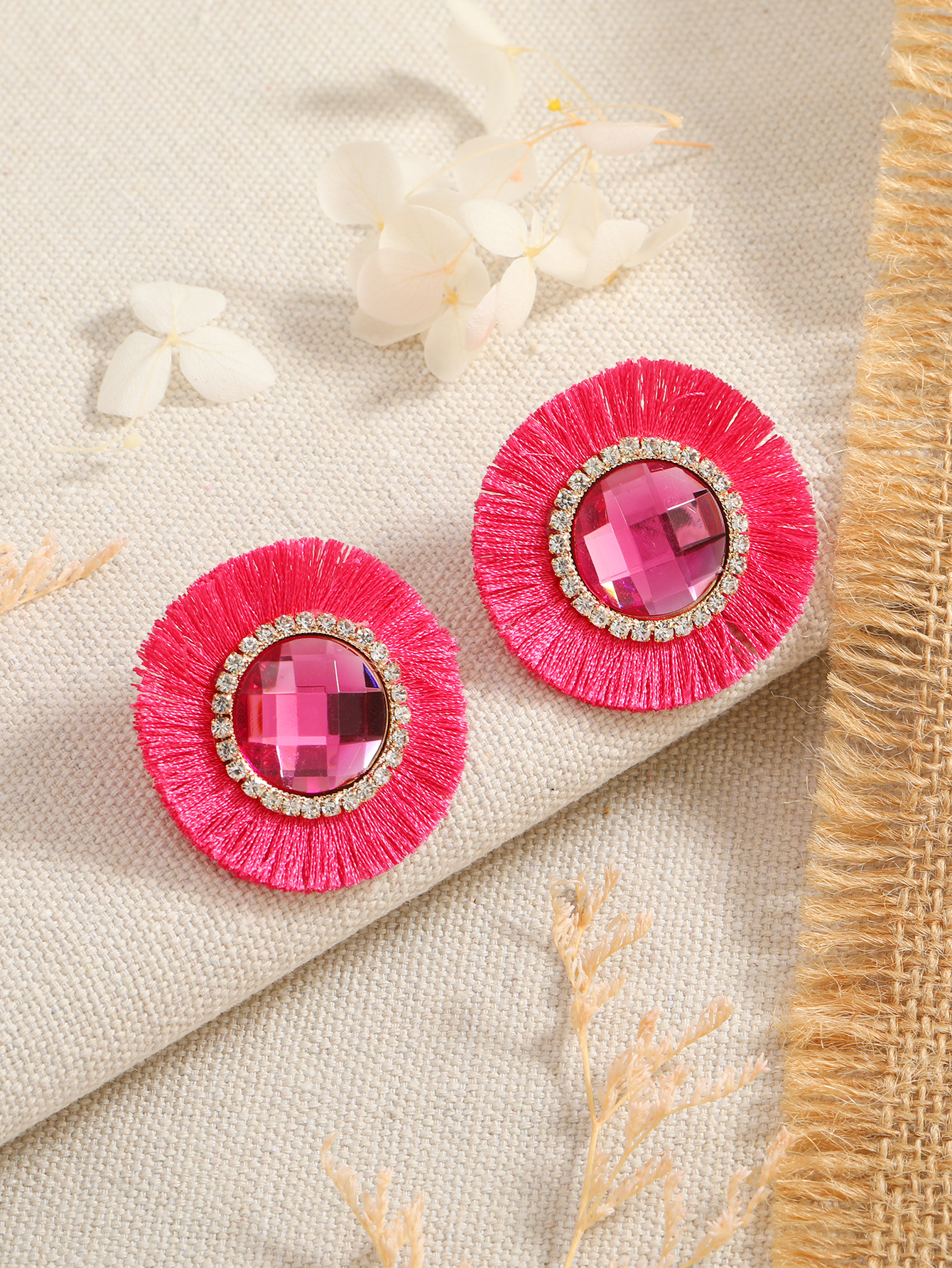 12g Weight Earrings Event & Party Supplies Zircon Inlay Material Fashion Round Alloy Tassel Inlay Zircon Women's Ear Studs 1 Pair