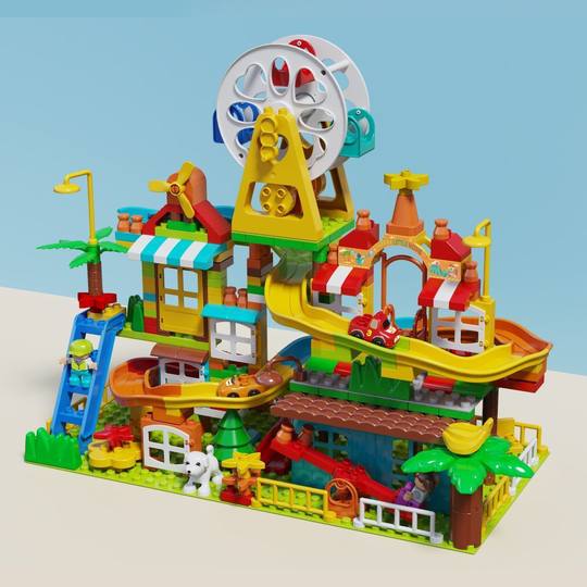 Children's Building Blocks Assembled Big Particle House Villa Rail Car Puzzle Intelligence Development Brain Educational Toy Boy
