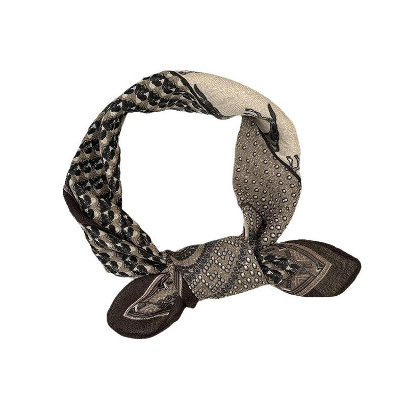 Bufandas de seda cuadrada alta sensación 2025 nuevo estilo coreano delgado moda versátil algodón lino atado pelo bolsa bufandas al por mayor