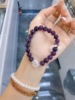 Organic purple crystal bracelet, retro accessory, light luxury style