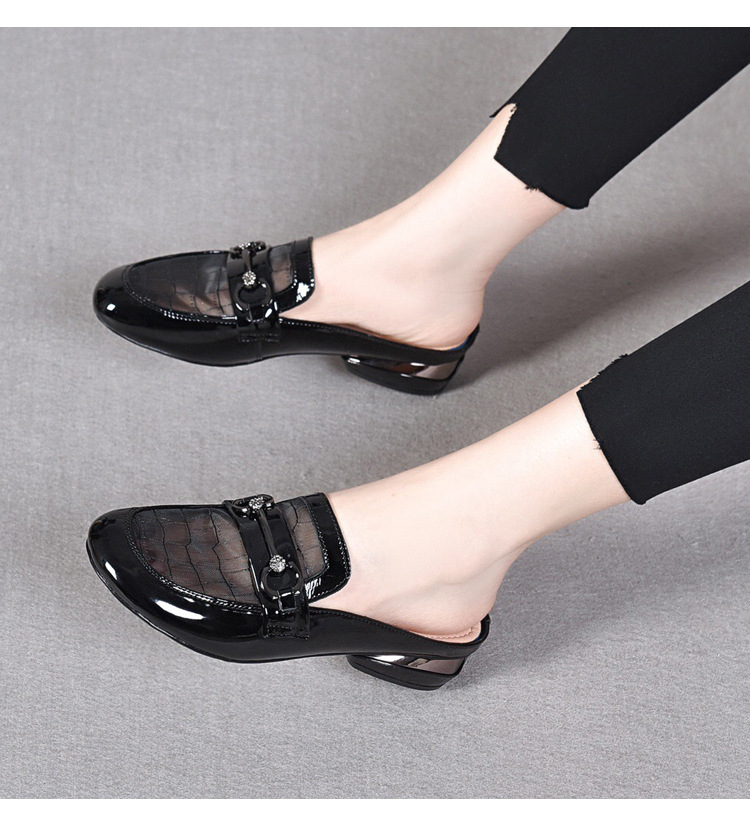 Giày lười nữ bít mũi lưới phong cách Anh đế bệt — Màu đen chi tiết 13