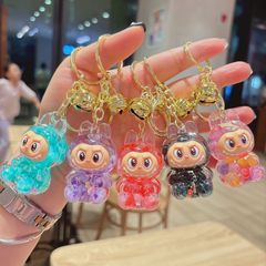 跨境创意爆款亚克力流沙拉布布钥匙扣手机挂链包包配饰盲盒小挂饰