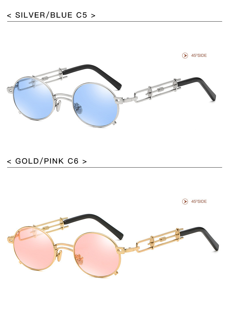 Retro Punk Geometric Ac Round Frame Full Frame Women's Sunglasses display picture 12