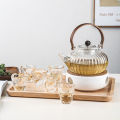 Glass flower tea pot candle heater Japanese style tea pot set high temperature resistant with filter boiling tea pot retro bail pot
