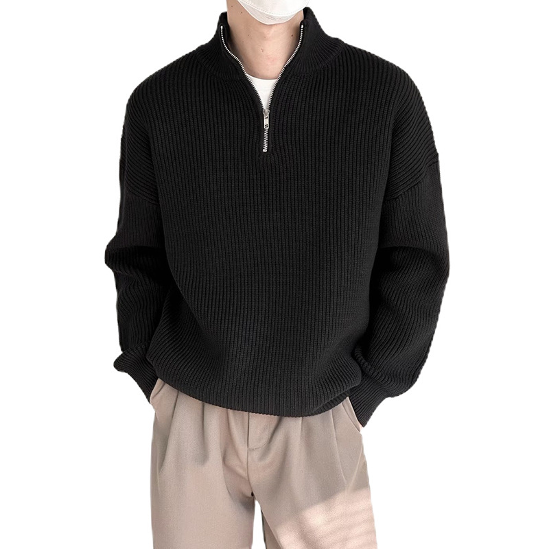 Explosiones transfronterizas de tamaño europeo camisa de punto suéter hombre medio cremallera abrigo caliente de la fábrica de negocios al por mayor