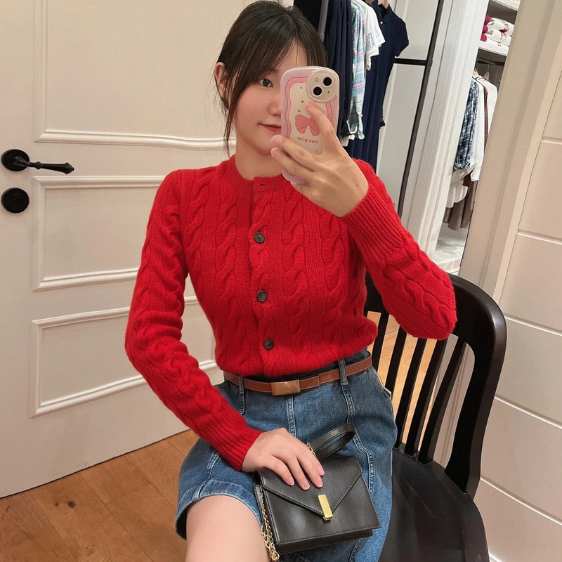 In-Stock Polo Brand Rl Raff Hemp Twist Sweater Cardigan for Women, Autumn and Winter, Long-Sleeve Knit Cardigan, Wool Blend In-Stock Polo Brand Rl Raff Hemp Twist Sweater Cardigan for Women, Autumn and Winter, Long-Sleeve Knit Cardigan, Wool Blend