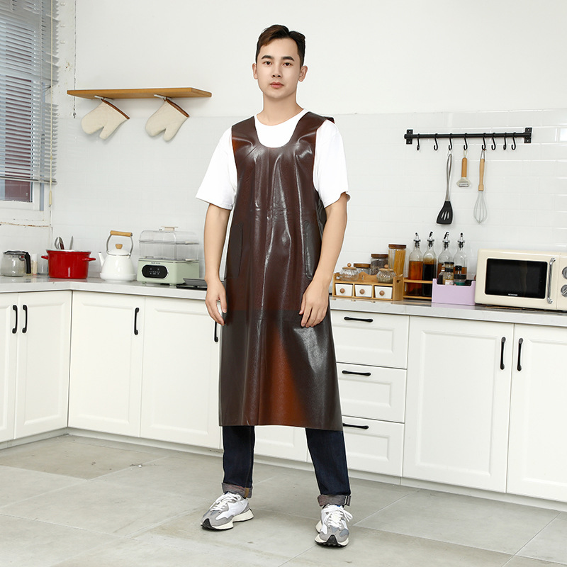 PVC cabeza de caballo delantal largo transparente grosor resistente al desgaste cocina PVC impermeable para hombres y mujeres cocina especial