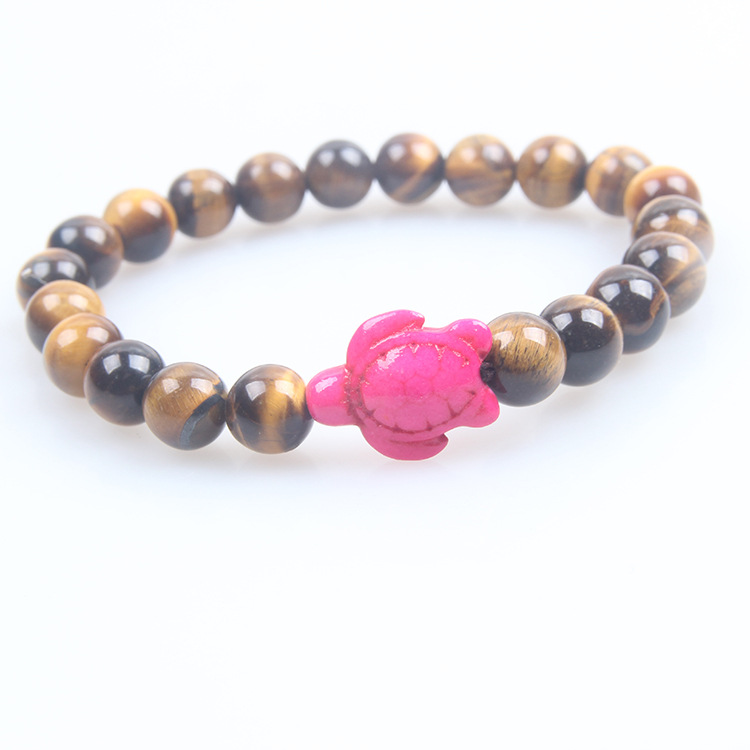 타이거 아이 레드 파인 터틀 팔찌 8mm, 약 21개, 19g