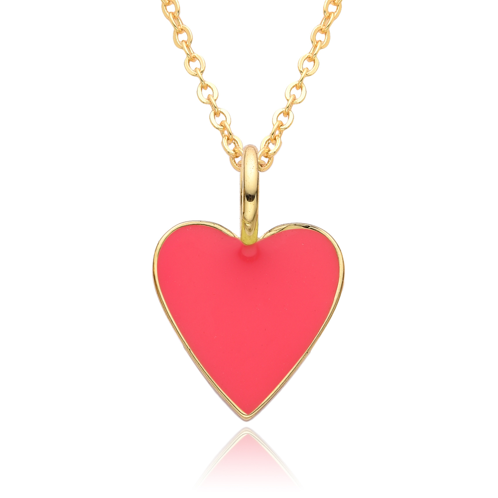 10g Weight Pendant Necklace Classification cable chain Chain Type 1 Piece Quantity Daily, Date Occasion Copper Material Heart Shape Pattern Women's Gender Enamel, Plating Design IG Style, Simple Style Style Copper IG Style Simple Style Heart Shape Enamel Plating Pendant Necklace 14