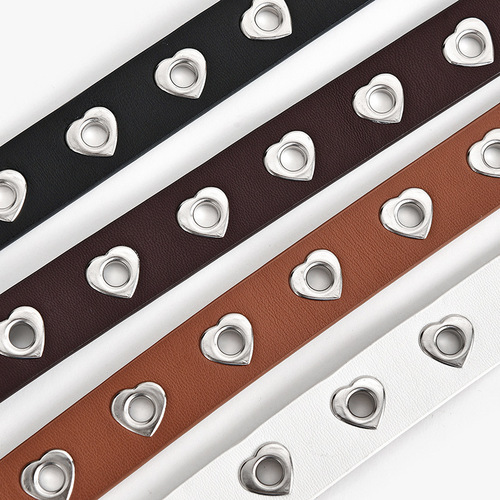  New Love Buckle Decoration Women's Jeans Belt Fashion Heart Shape Air Eye Hollow Belt Wholesale