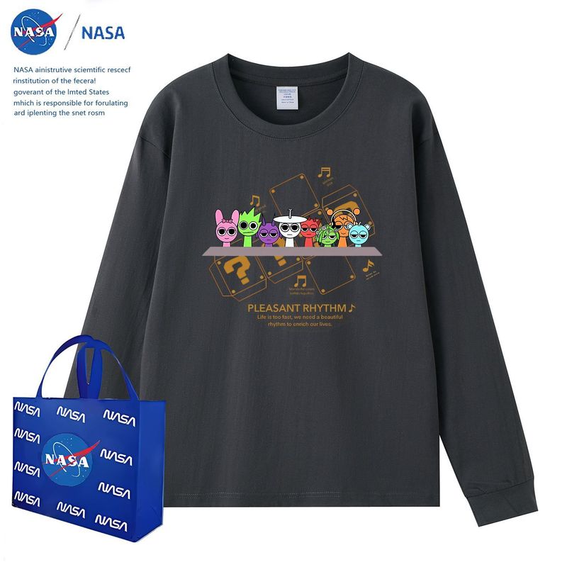 NASA秋季卡通拉布布儿童装上衣春秋款中大童保暖纯棉拼接长袖T恤|undefined