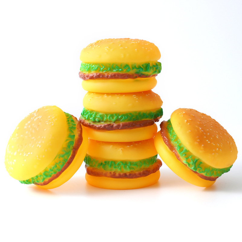 P Amazon recomienda Hawo sonido para mascotas Burger Dog Toy-juguete en forma de Mascota de vinilo Bola de sonido de juguete