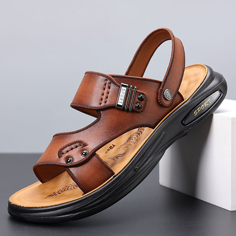 2026 Summer Men's First-Layer Cowhide Beach Shoes Casual Slippers Men's Open-Toe Sandals Dropshipping Genuine Leather Sandals for Men 2026 Summer Men's First-Layer Cowhide Beach Shoes Casual Slippers Men's Open-Toe Sandals Dropshipping Genuine Leather Sandals for Men