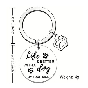 Cross-border Hot Pet Commemorative Stainless Steel Keychain Engraving Dog Footprint Pendant Keychain Commemorative Pet Dog