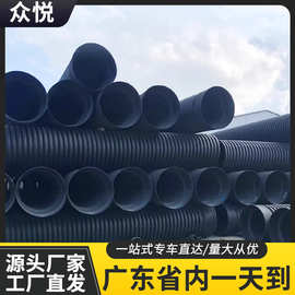 厂家批发HDPE双壁波纹管 DN300排污雨水污水管 排水内肋管克拉管