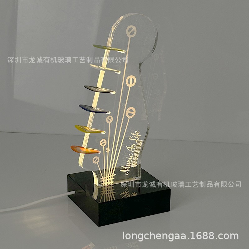 跨境亚克力吉他拨片展示架发光吉他拨片展示灯架吉他拨片收纳灯架