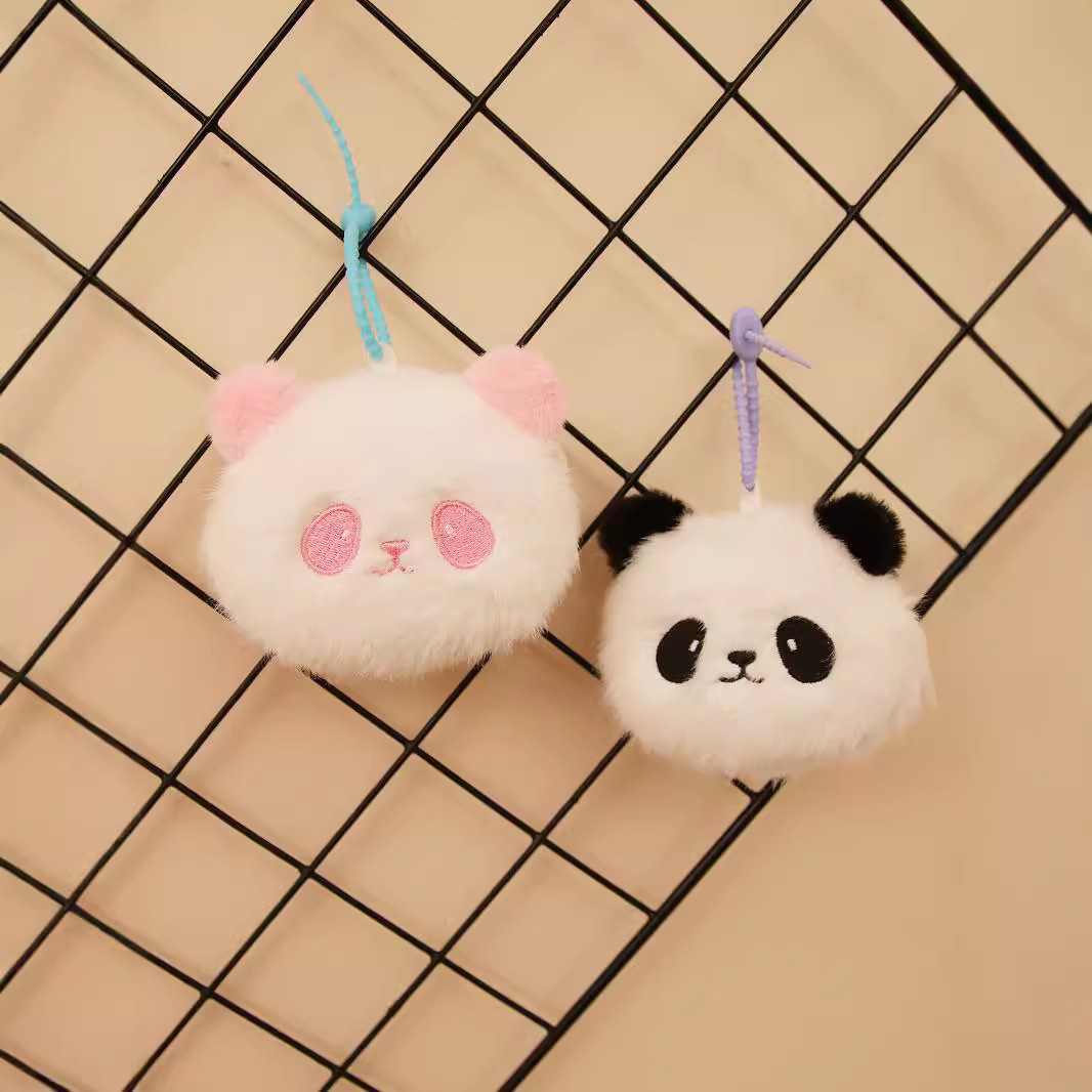 Lindo bolso de cabeza de panda gigante juguete de peluche monedero de panda pequeño colgante pequeño joyería muñeca recuerdo de viaje