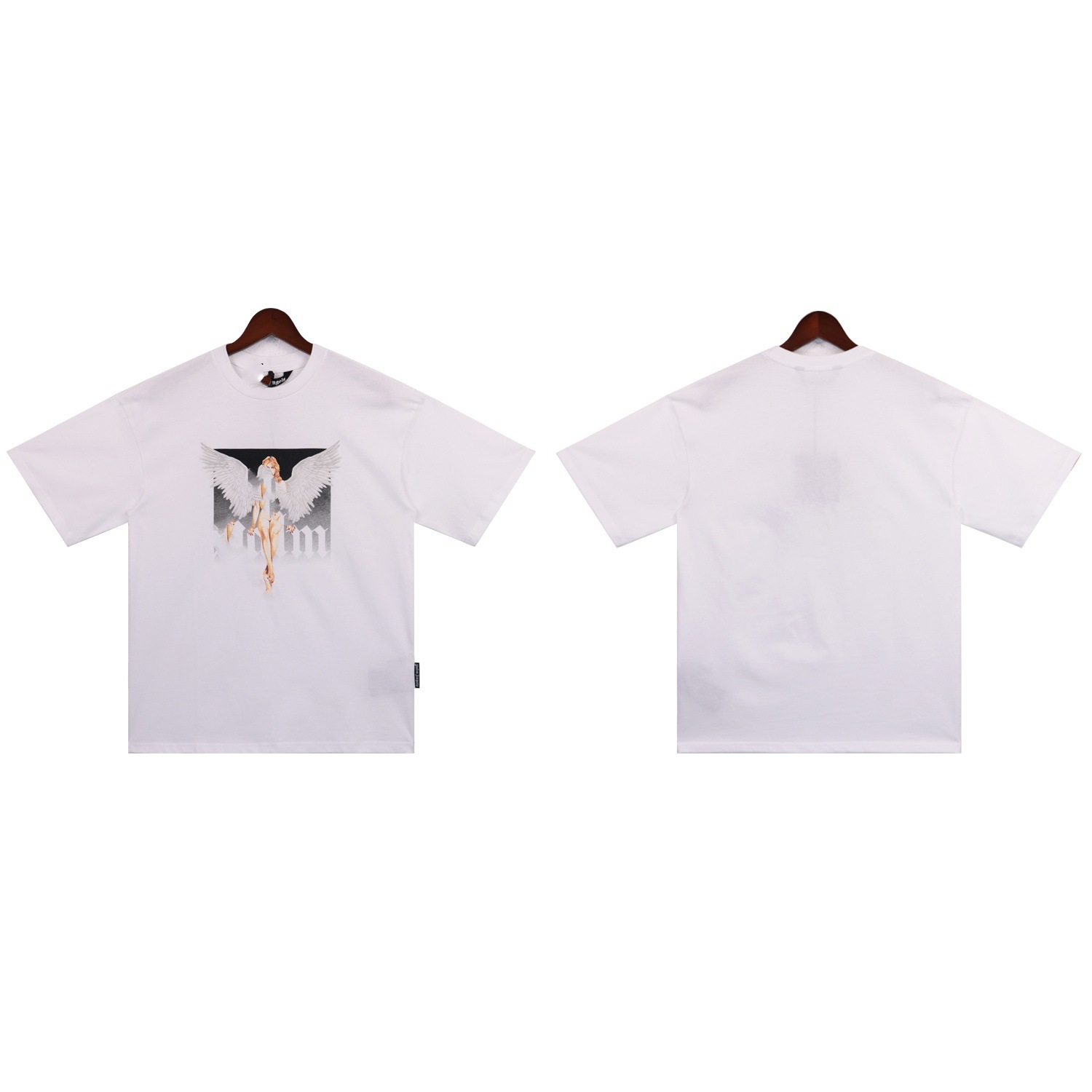 Versión correcta PA Palm Angels Camiseta suelta de punto de manga corta con estampado de letras de moda de belleza de calle alta transfronteriza con cuello redondo