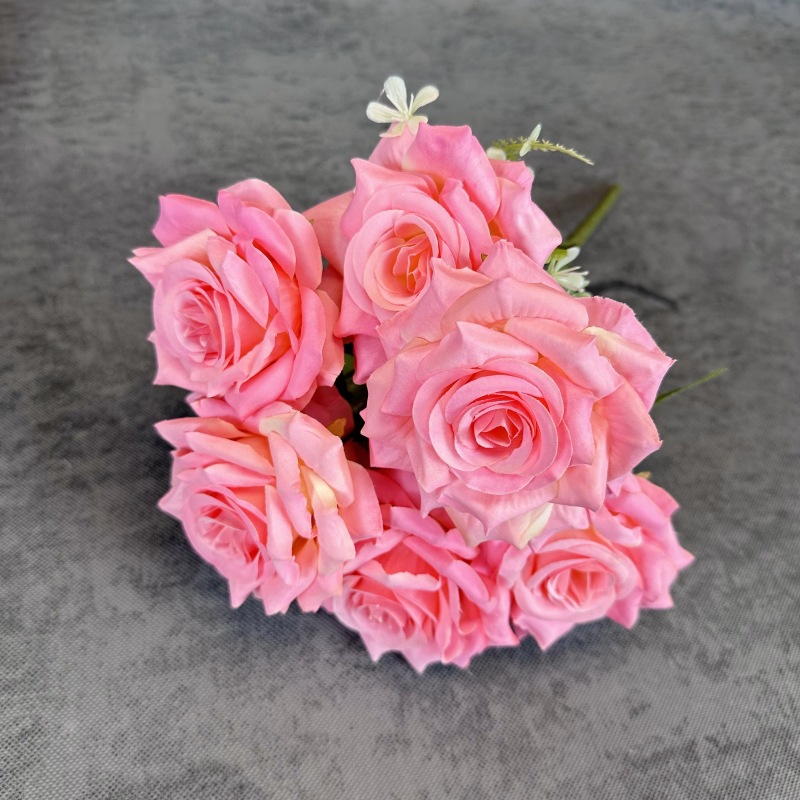 7-Cabeza de diamante Rosa flor artificial boda Hotel decoración ramo hogar boda habitación decoración flor falsa Flor de seda al por mayor