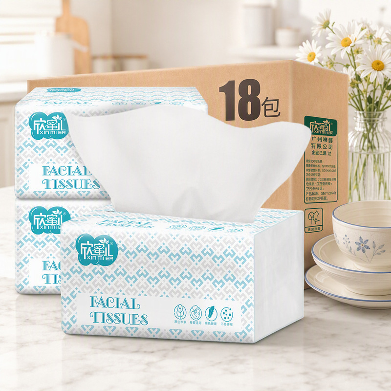 Xinmier 18 Large Packs of Tissue Paper, Full Box of Paper Towels, Toilet Paper, Household Napkins, Affordable Baby Facial Tissue Wholesale