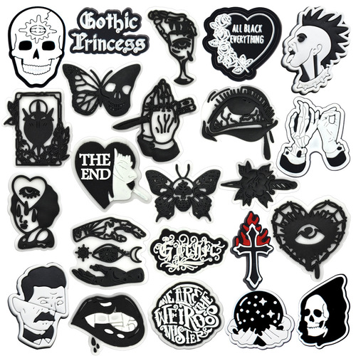 Halloween DIY Decorative Garden Shoes Flower Sticker Shoe Clips Dark Style Hole Shoes Decoration Set Party Shoes Accessories