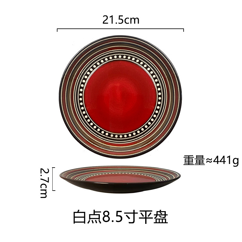 Horno creativo, plato de comida occidental esmaltado, plato de carne, plato de verduras para el hogar, plato de cerámica, plato de pasta de color esmaltado, plato de desayuno al por mayor