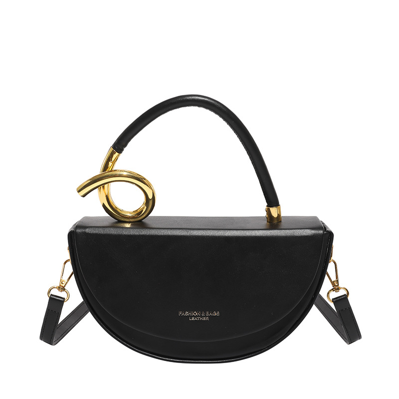 Comercio exterior transfronterizo retro diseño semicircular bolsa de silla de montar para mujeres 2025 nueva moda versátil bolsa de hombro portátil