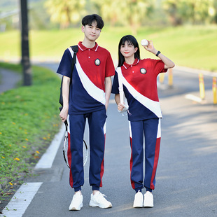 2025 Couple Dress Summer Dress Student suit Class Dress Short-sleeved T-shirt College Style Sports School Games