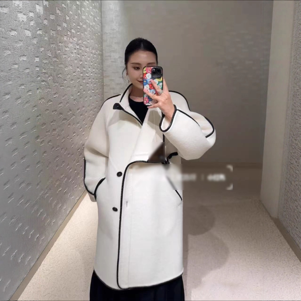 南油女装批发2025秋冬双面穿羊毛呢子大衣高级感羊皮边长款外套