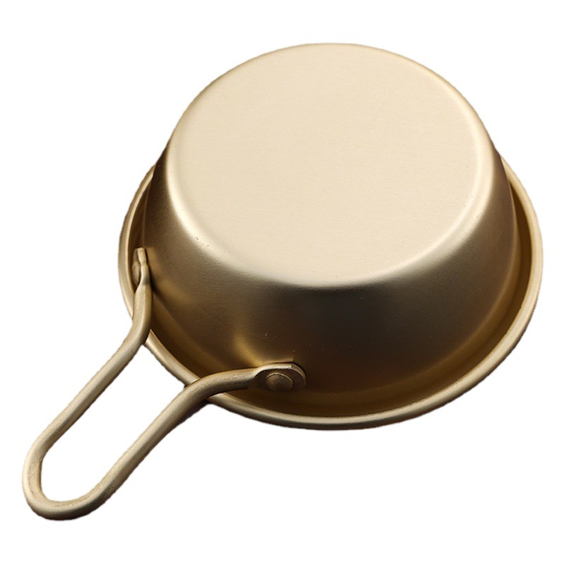 Suministro directo de fábrica drama coreano El mismo estilo coreano vino de arroz amarillo tazón de aluminio tienda de cocina creativo vino frío caliente pequeño tazón amarillo con mango