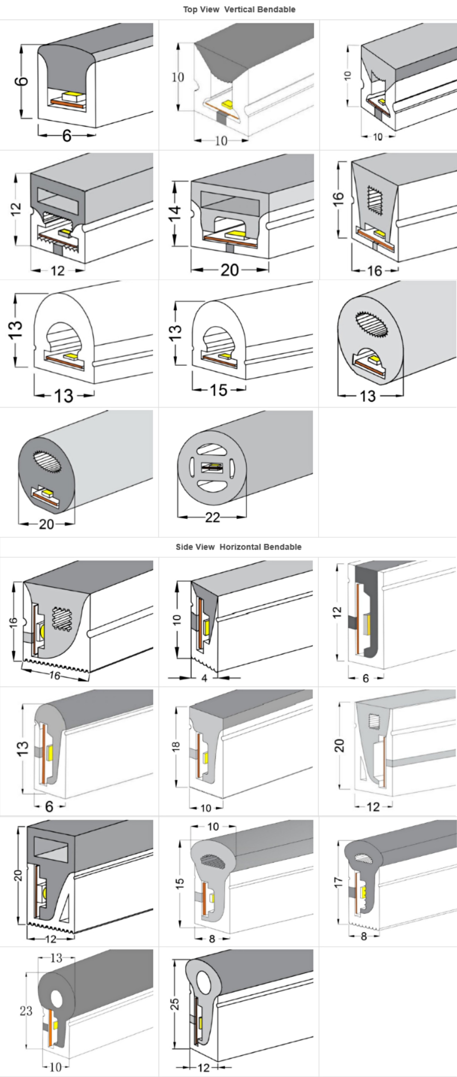 所有霓虹灯条 套管型号