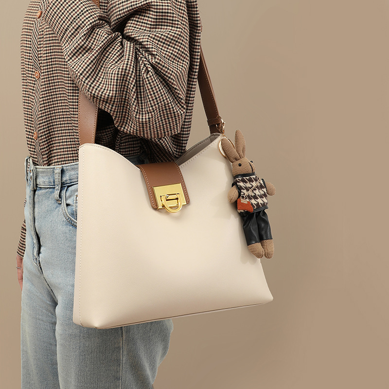 Bolso de Cubo Bandolera para Mujer de Piel de Vaca y Cuero Sintético de Gran Capacidad para Uso Diario