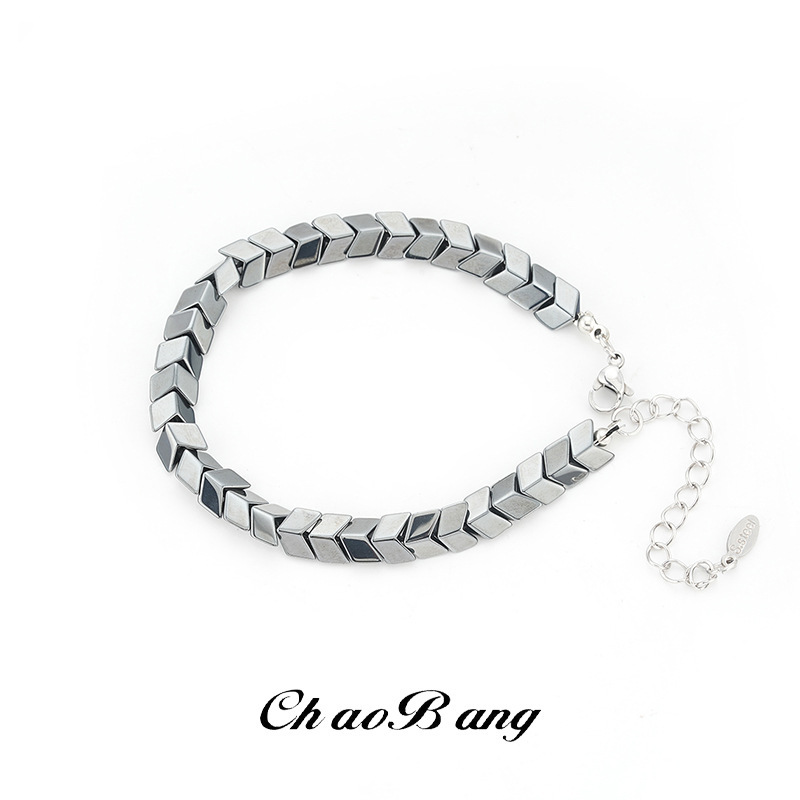 Cross-Border Rhombus-Shaped Black Gallstone Bracelet, Hip-Hop Fashion, Light Luxury, High-End Feel, Minimalist Trend, Niche Design Jewelry for Women