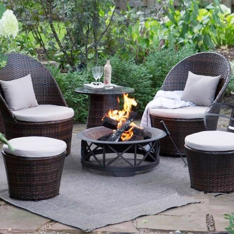 silla de caña de ocio al aire libre mesas de té de tres o cinco piezas set café balcón al aire libre mesas y sillas combinación patio muebles de caña