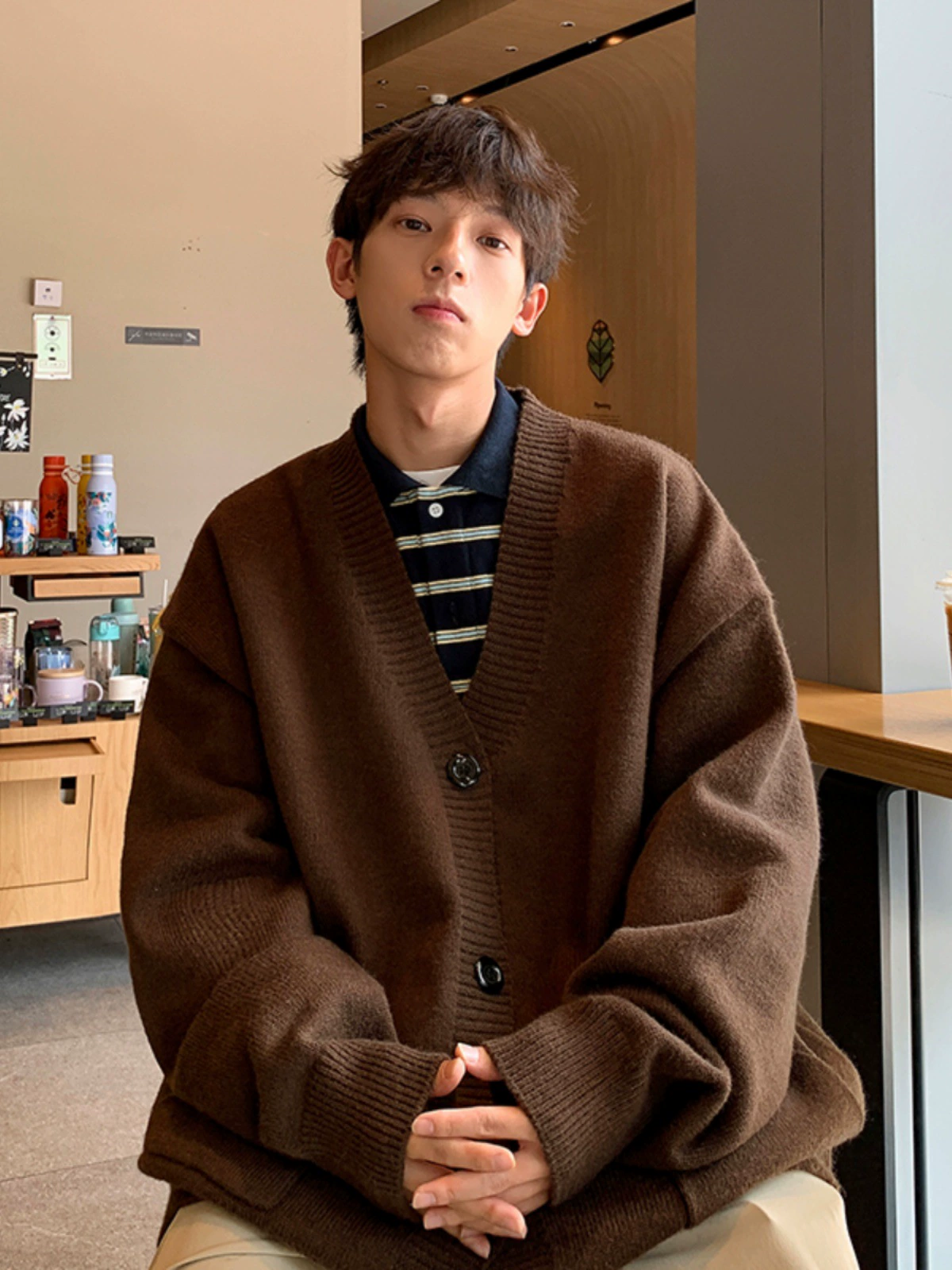 Кардиган (Tide) oversize в корейском стиле, вязаный, цветной, демисезон, осень